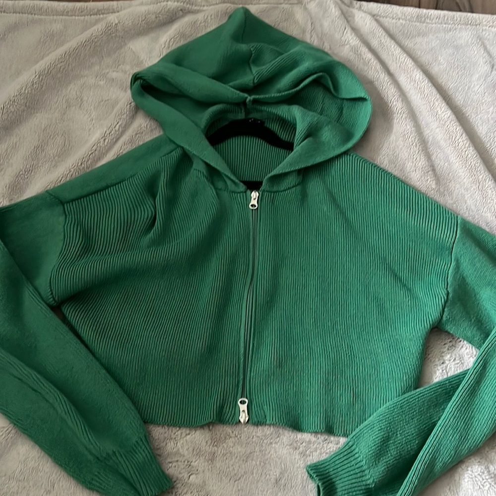 Green knit sweater jacket